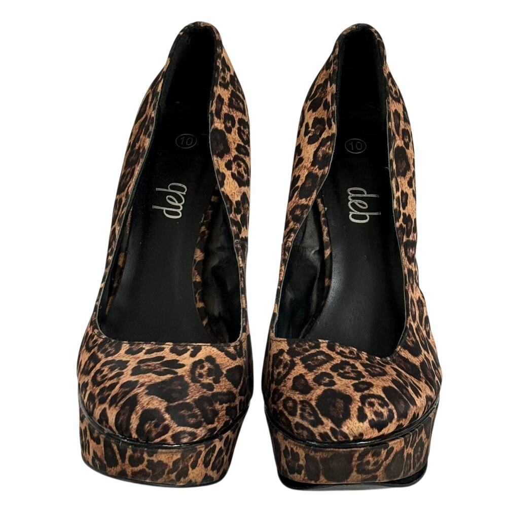 Y2K Leopard Platform Stiletto Heels McBling Deb Pumps Clubwear Glam Shoe Size 10